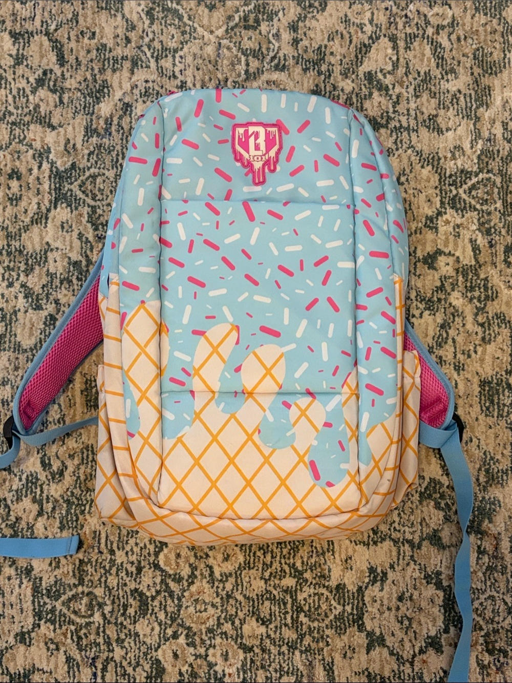 Kids baseball lifestyle 101 Ice Cream Cone Backpack - Light Blue & Pink